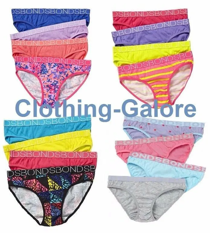 12 Pairs Pairs Bonds Girls Bikini Briefs Underwear Undies Brief Assorted Colours