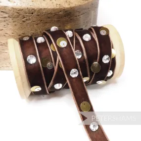 13mm Gemmy Layered Sequins Adorned Velvet Ribbon - 1m
