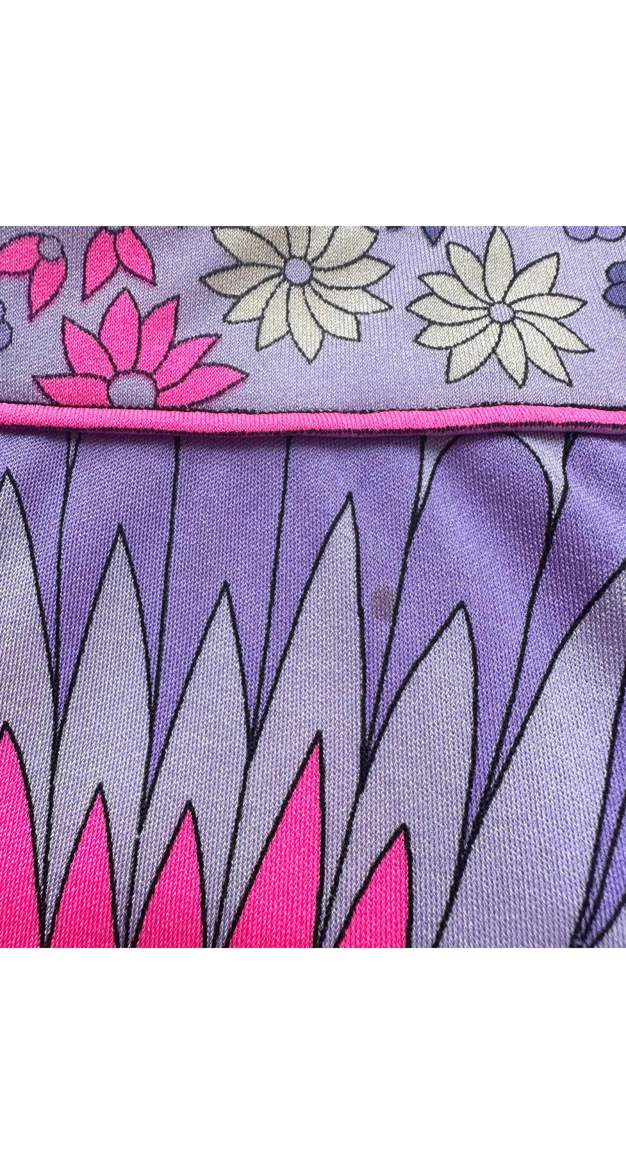 1960s Pink & Purple Printed Silk Jersey Flared Pants