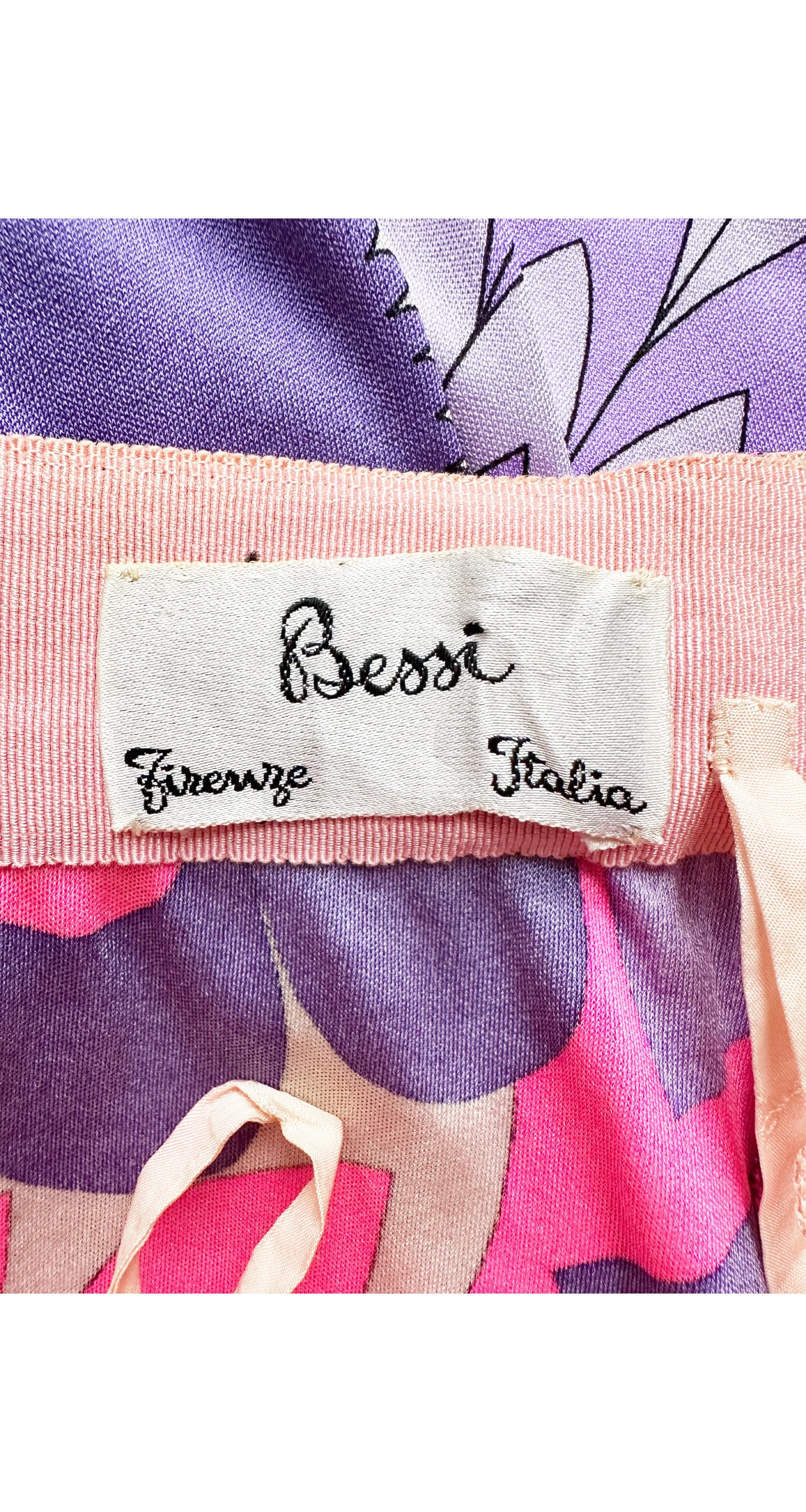 1960s Pink & Purple Printed Silk Jersey Flared Pants