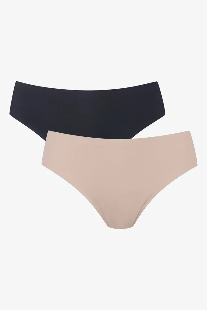 2 Pack Bonded Brazilian Panties Black And Natural