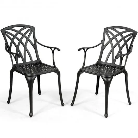 2 Pcs Durable Aluminum Dining Chairs  Set with Armrest
