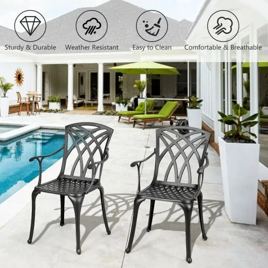 2 Pcs Durable Aluminum Dining Chairs  Set with Armrest