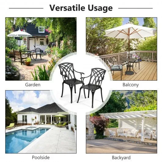 2 Pcs Durable Aluminum Dining Chairs  Set with Armrest