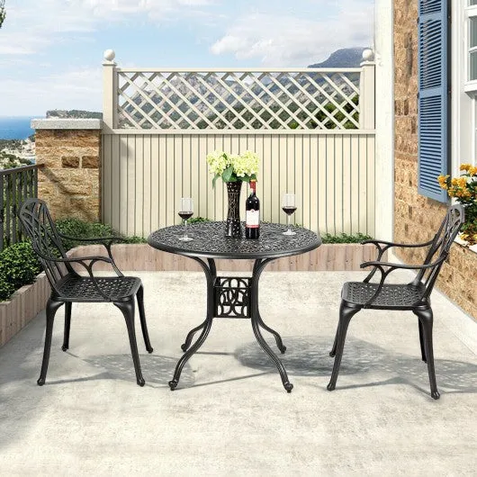 2 Pcs Durable Aluminum Dining Chairs  Set with Armrest