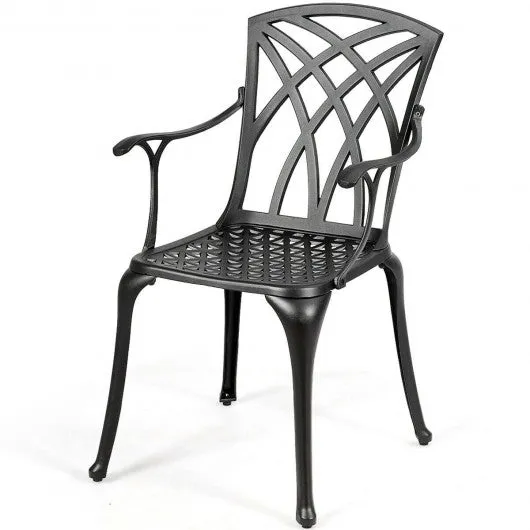 2 Pcs Durable Aluminum Dining Chairs  Set with Armrest