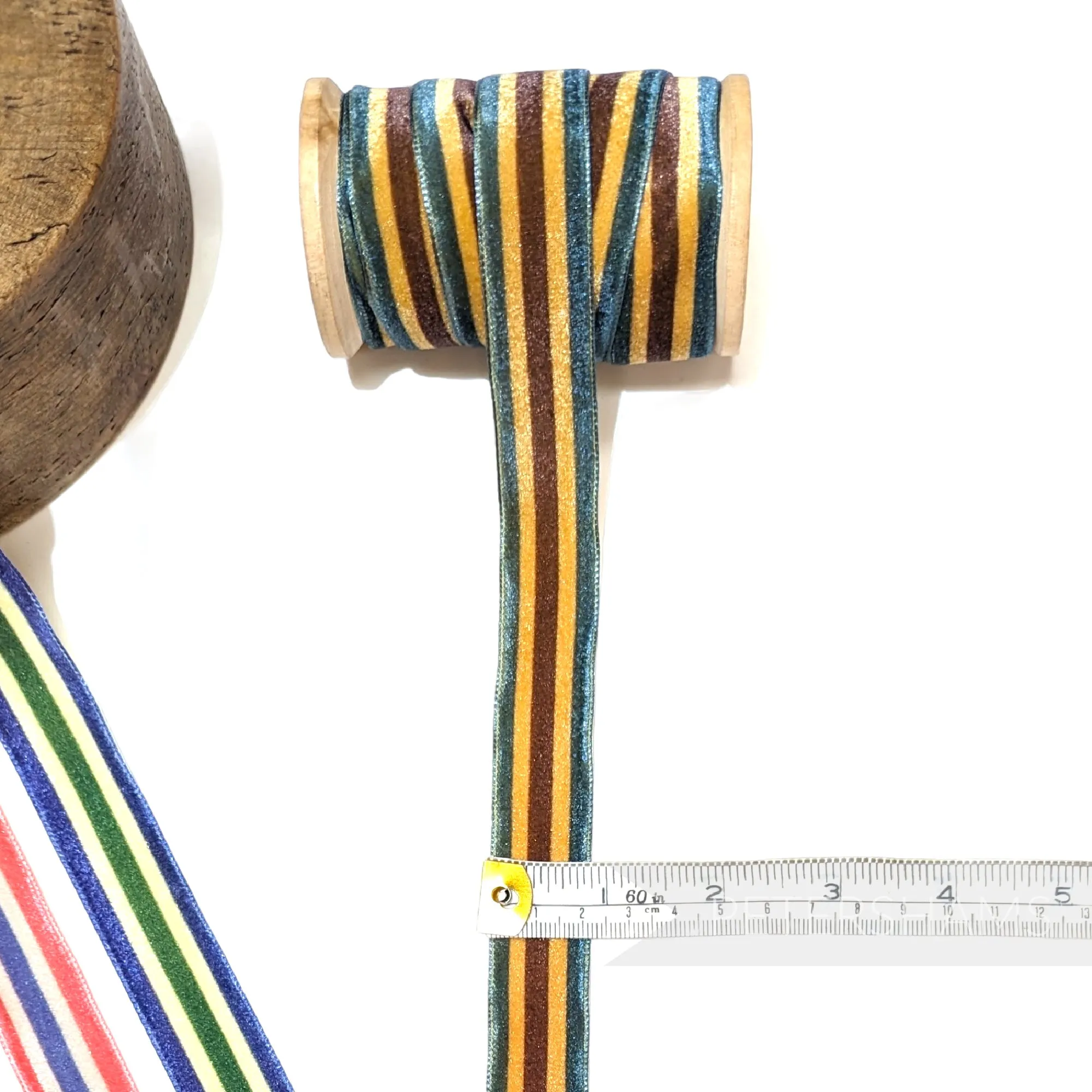 23mm Striped French Velvet Ribbon - 1m