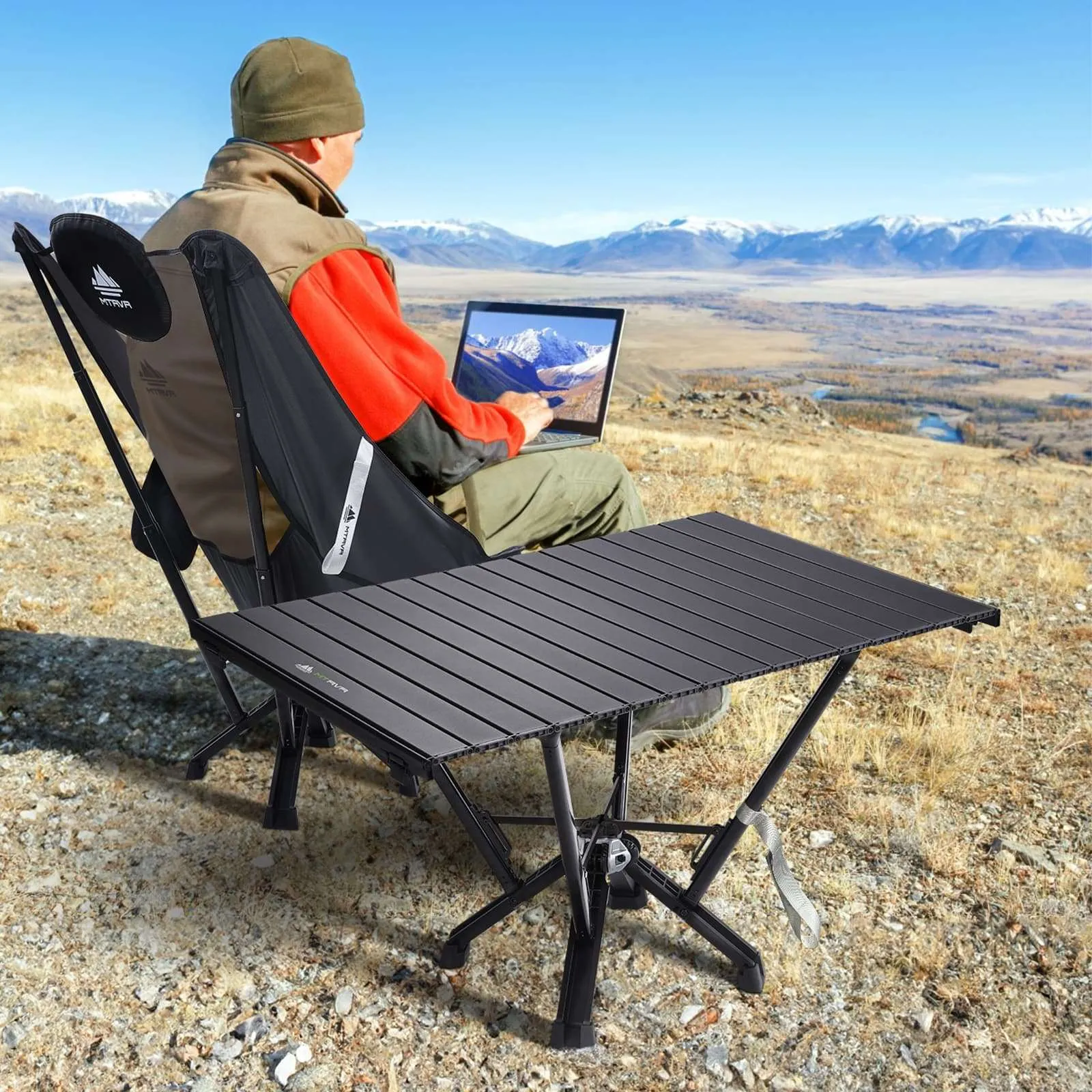 5-Pack: 4xBlack High Back Chairs 1xLong Table