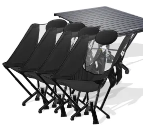 5-Pack: 4xBlack High Back Chairs 1xLong Table