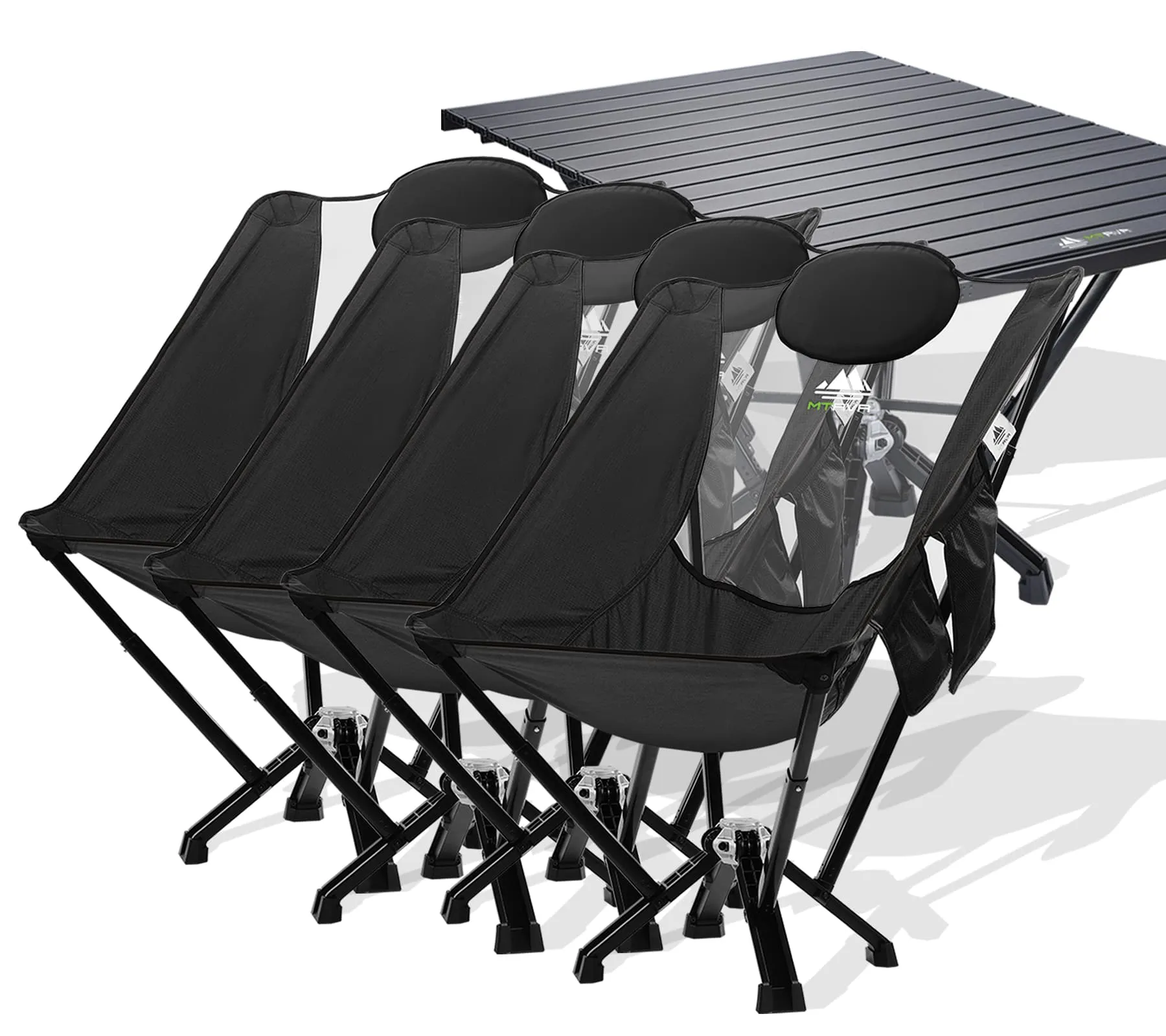 5-Pack: 4xBlack High Back Chairs 1xLong Table