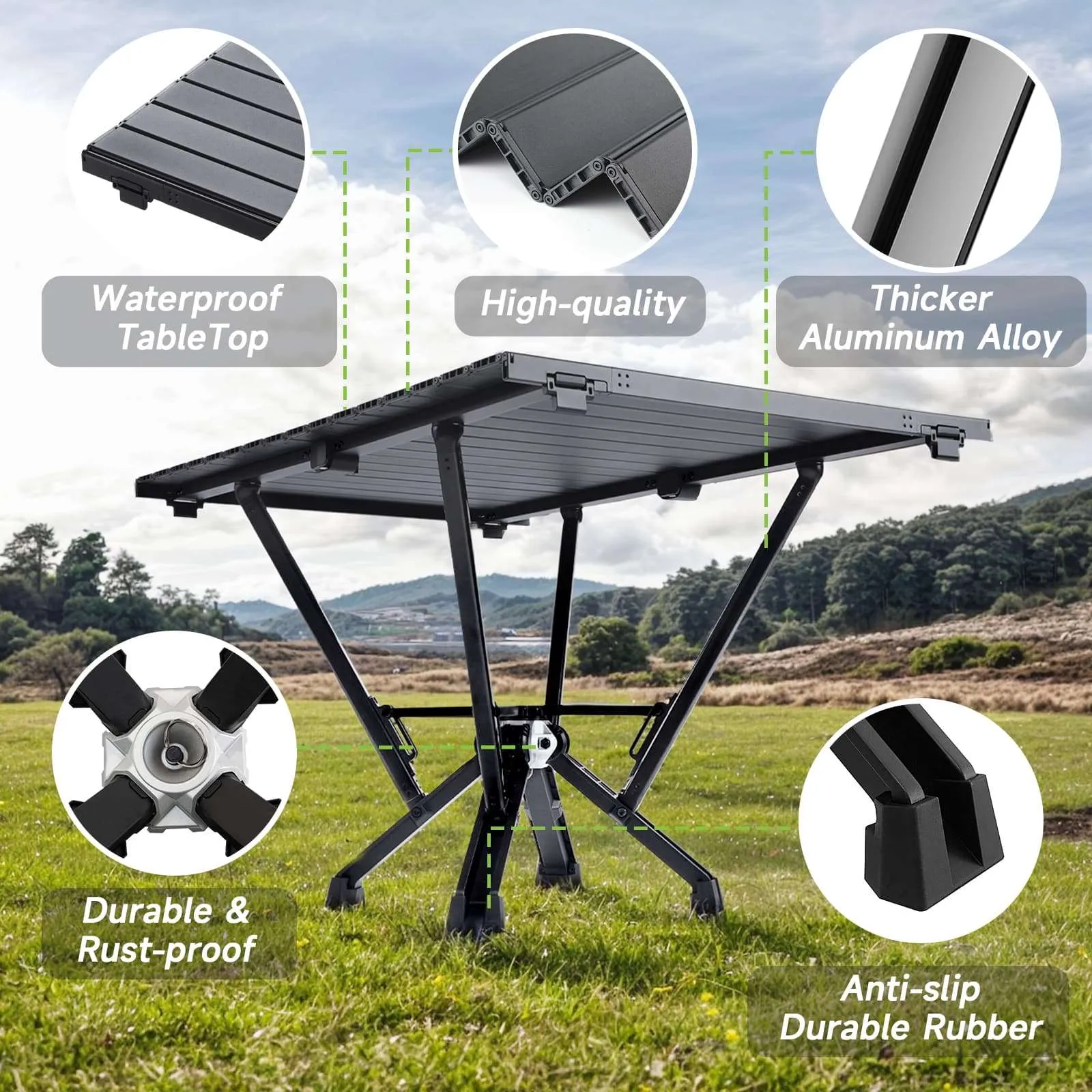 5-Pack: 4xBlack High Back Chairs 1xLong Table