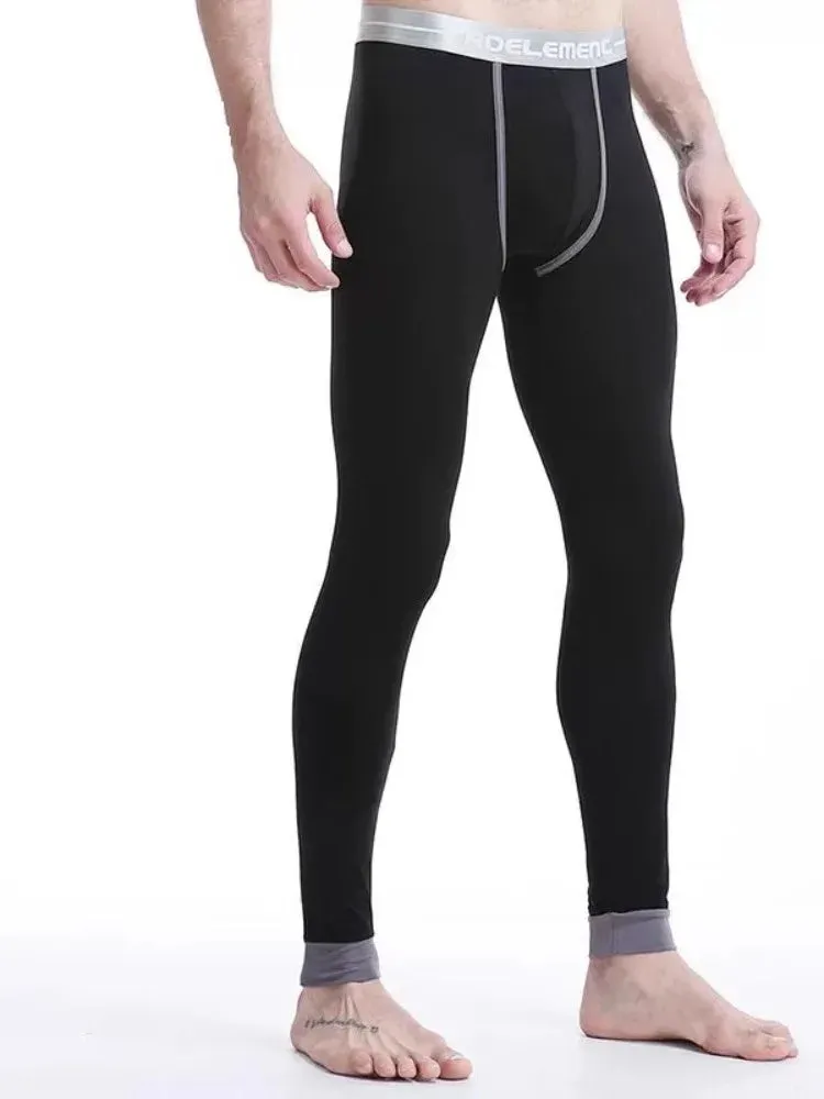 Aidase Mens Long Johns Underwear Solid Color Male Leggings Hombre Sexy Thermal Underpants Cotton Elasticity Tight Thermal Underwear
