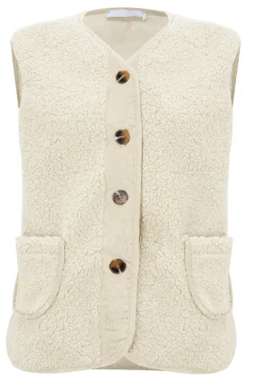 Amazing Woman Teddy Warm Borg Gilet - Cream