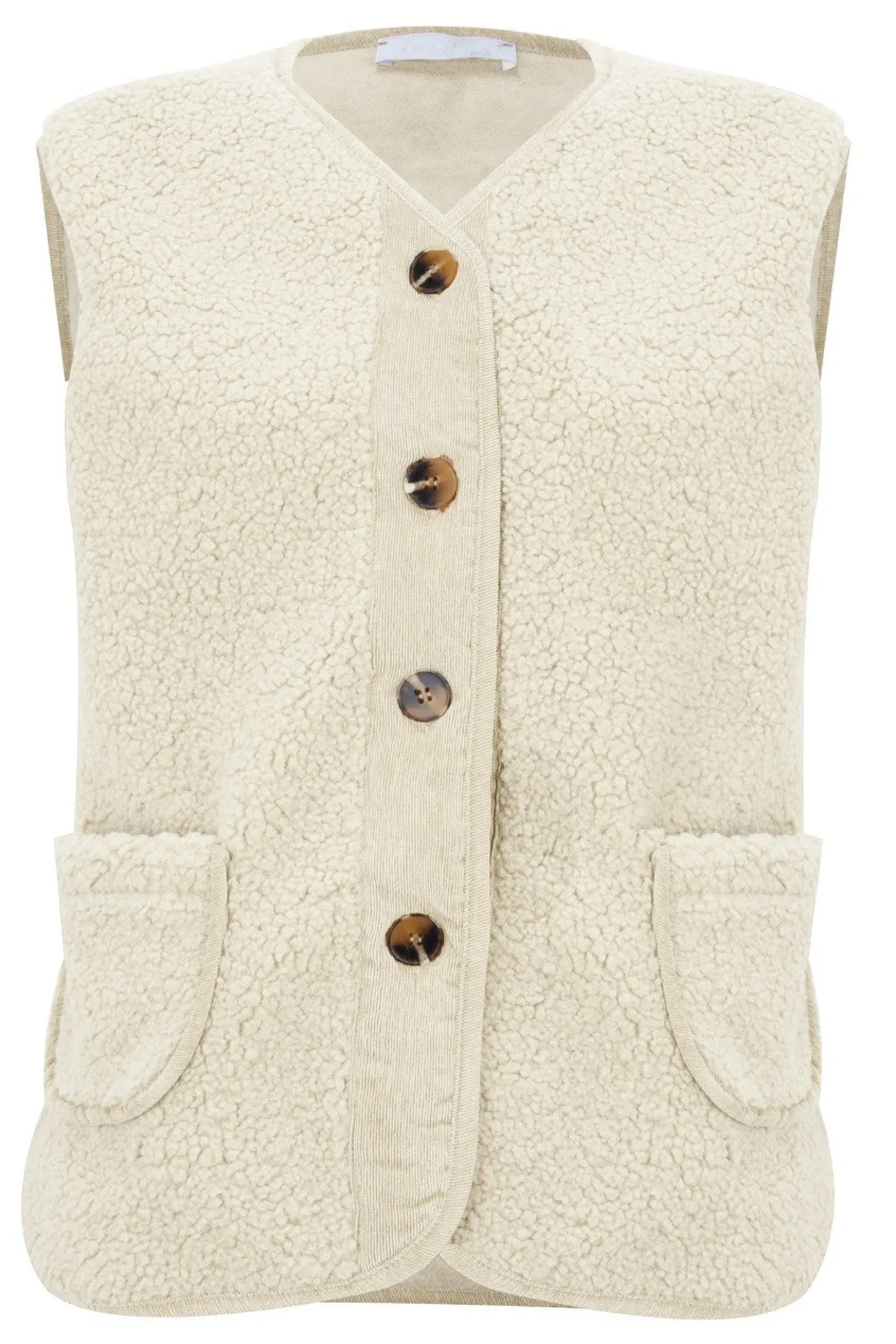 Amazing Woman Teddy Warm Borg Gilet - Cream