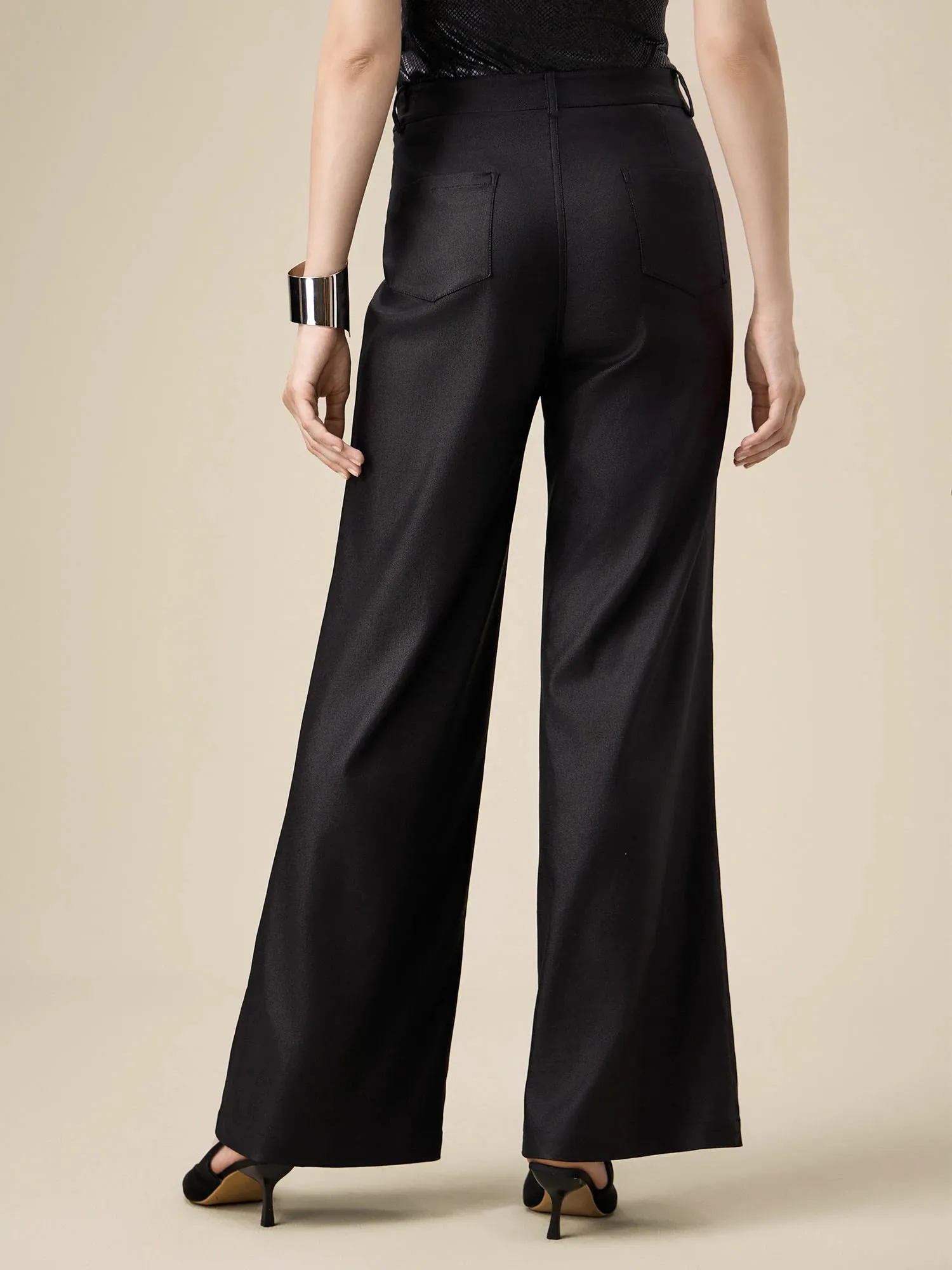 Amoretu Women's Stretch Flared Wide-Leg Pants