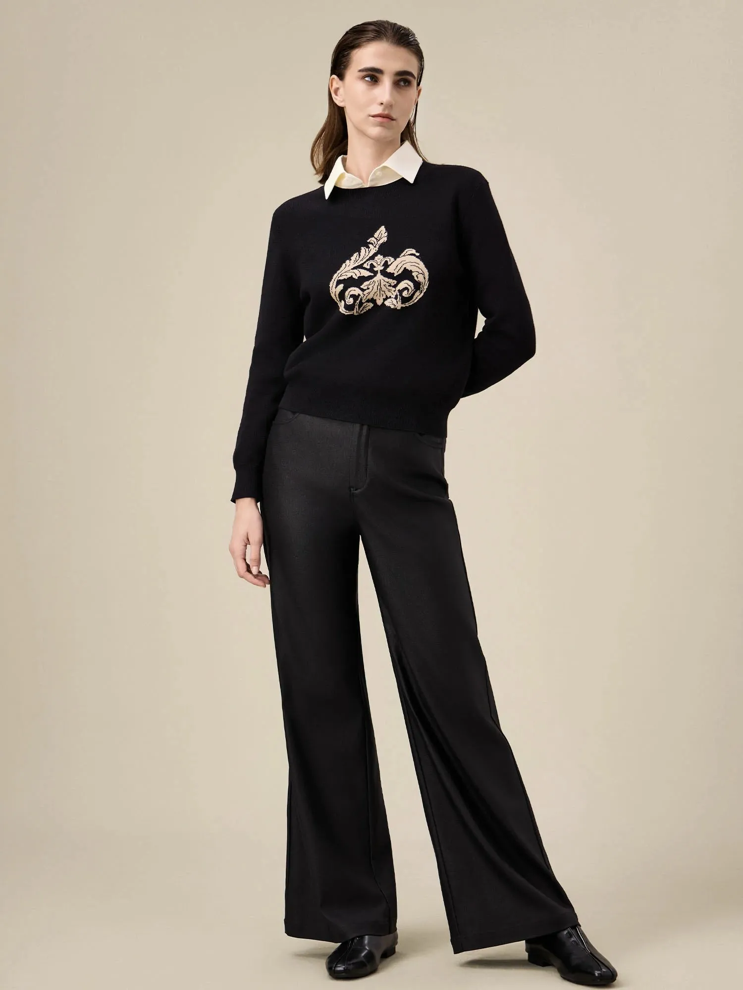Amoretu Women's Stretch Flared Wide-Leg Pants