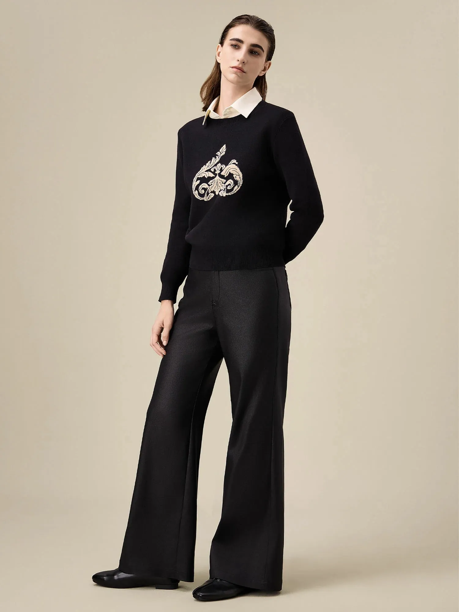 Amoretu Women's Stretch Flared Wide-Leg Pants