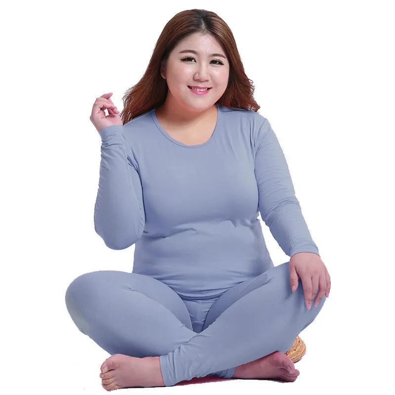Big Size Thin Thermal Underwear Sets Women Winter Clothes  Long Sleeve  Tops&Trousers