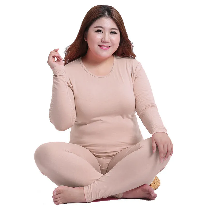 Big Size Thin Thermal Underwear Sets Women Winter Clothes  Long Sleeve  Tops&Trousers