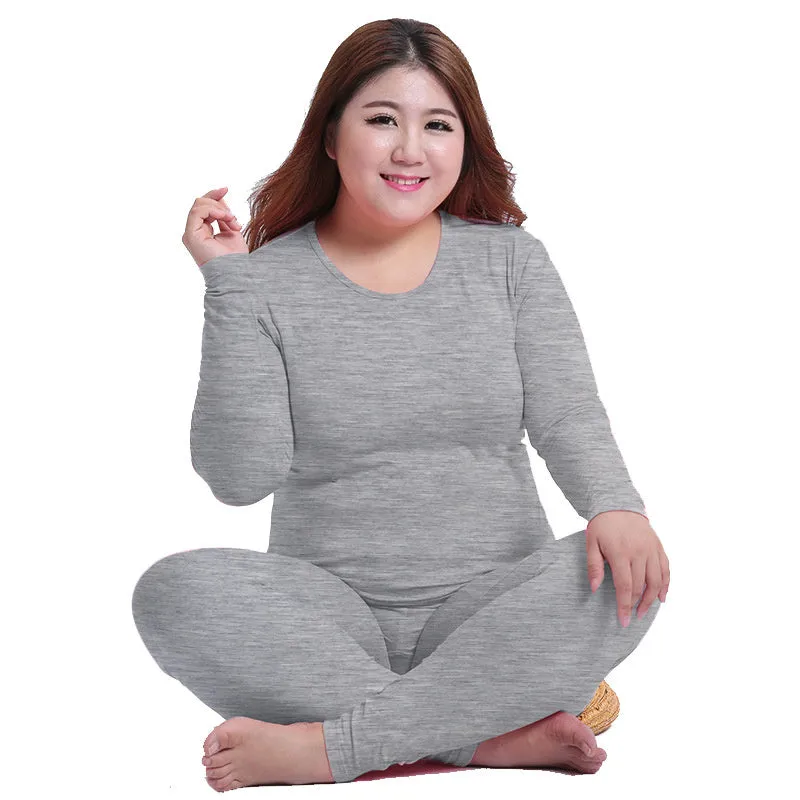 Big Size Thin Thermal Underwear Sets Women Winter Clothes  Long Sleeve  Tops&Trousers