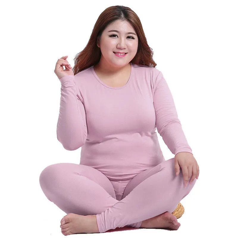 Big Size Thin Thermal Underwear Sets Women Winter Clothes  Long Sleeve  Tops&Trousers
