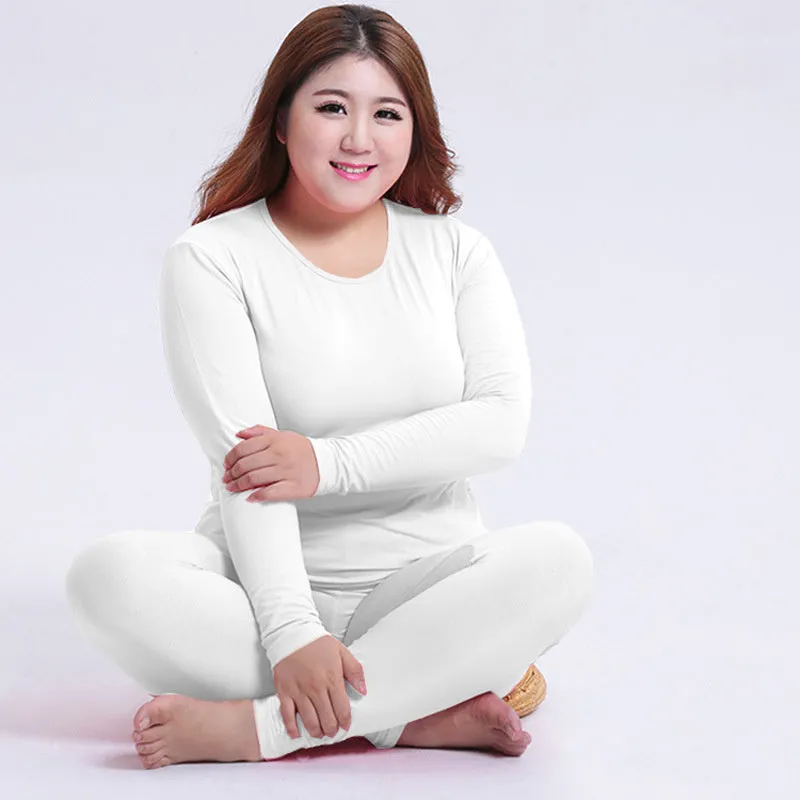 Big Size Thin Thermal Underwear Sets Women Winter Clothes  Long Sleeve  Tops&Trousers