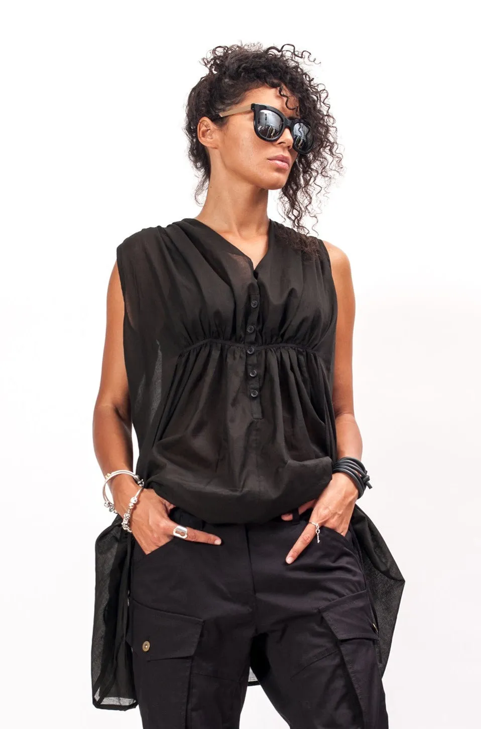 Black Cotton Tunic Women's