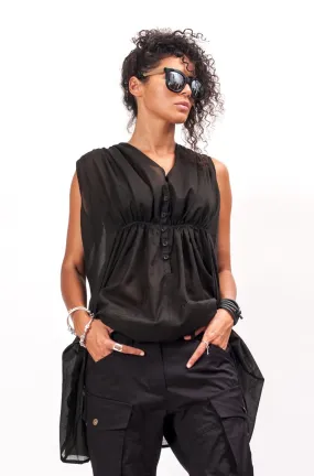 Black Cotton Tunic Women's