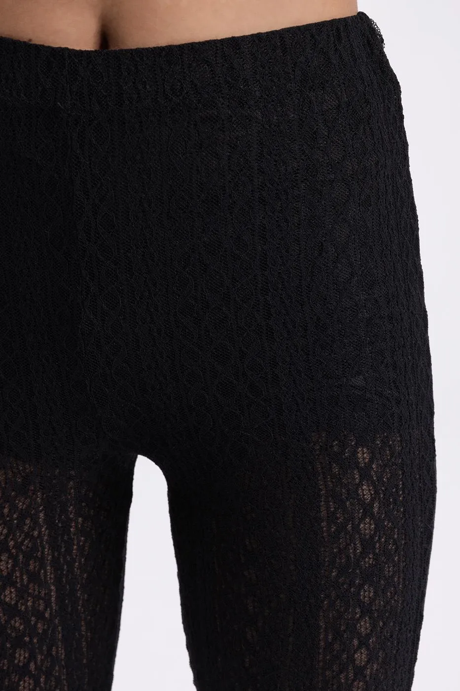Black Lace Flared Pants