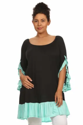 Black tunic with mint trim