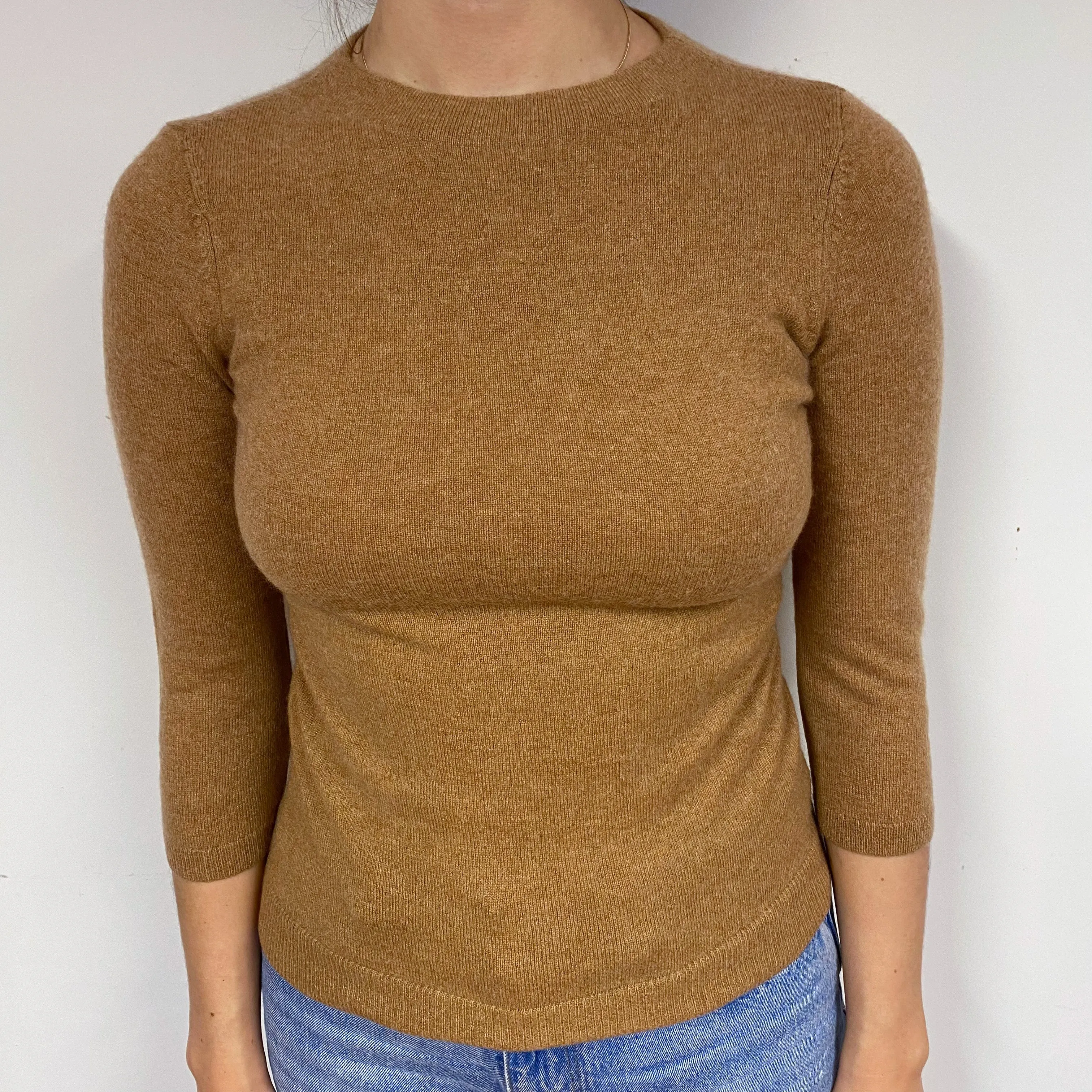 Butterscotch Brown Cashmere Crew Neck Jumper Small/Petite