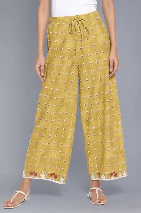 Celery Green Polka Print Parallel Pants
