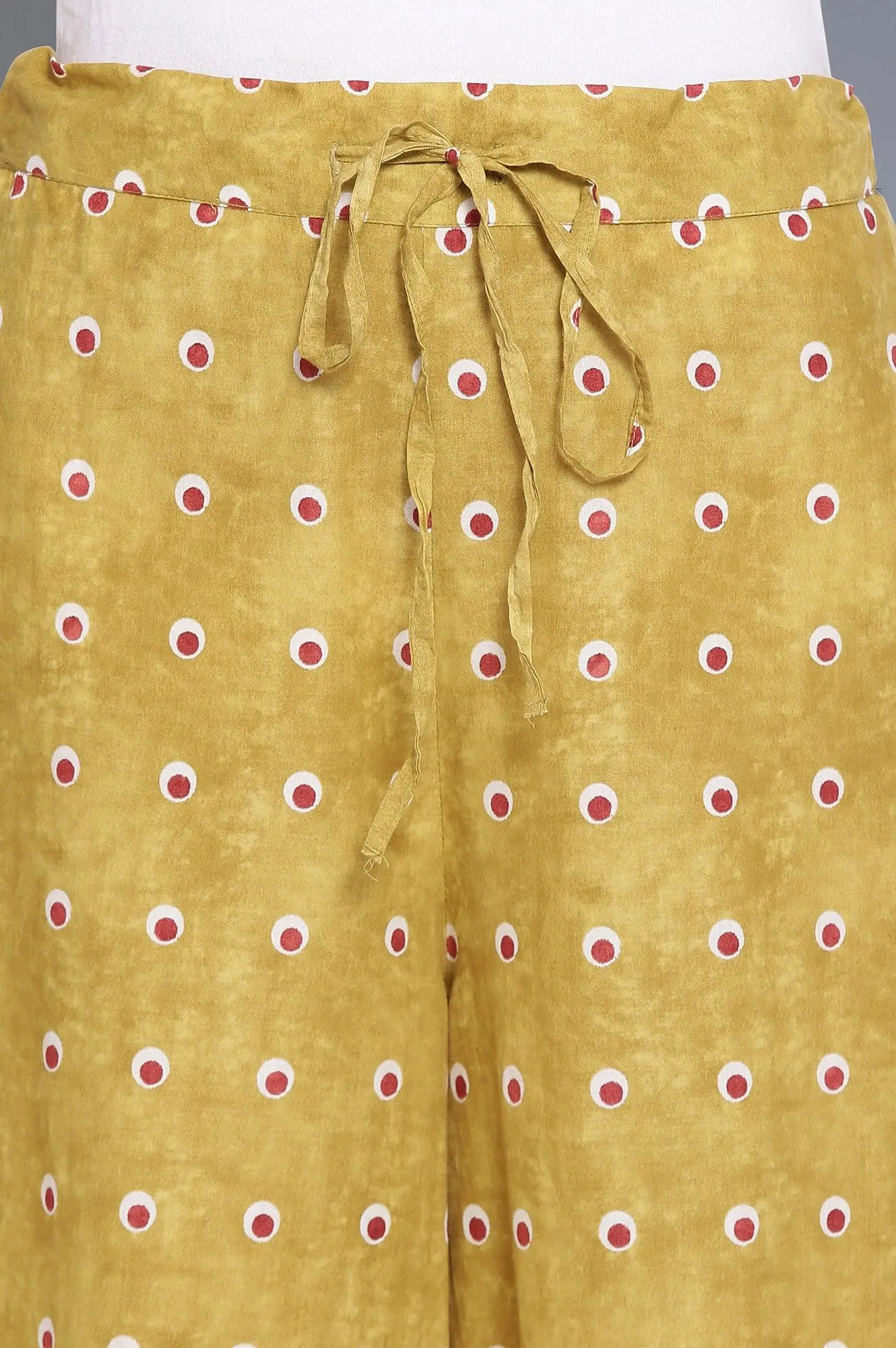Celery Green Polka Print Parallel Pants