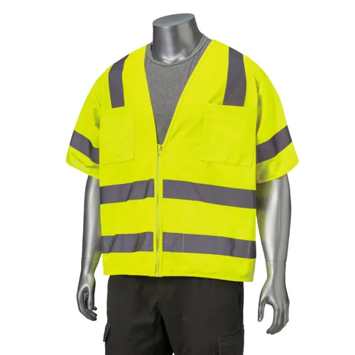 Class 3 3.8oz. Knitted Double Band Reflective Safety Vest With 2 Pockets
