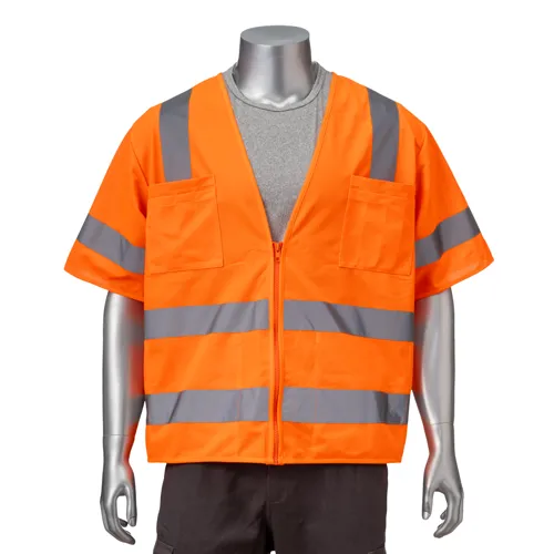 Class 3 3.8oz. Knitted Double Band Reflective Safety Vest With 2 Pockets