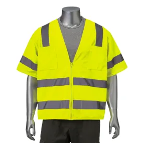 Class 3 3.8oz. Knitted Double Band Reflective Safety Vest With 2 Pockets
