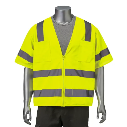 Class 3 3.8oz. Knitted Double Band Reflective Safety Vest With 2 Pockets