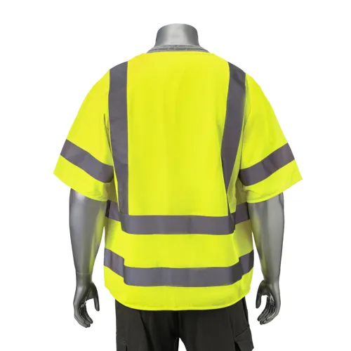 Class 3 3.8oz. Knitted Double Band Reflective Safety Vest With 2 Pockets