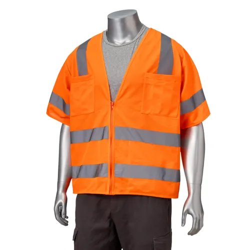 Class 3 3.8oz. Knitted Double Band Reflective Safety Vest With 2 Pockets