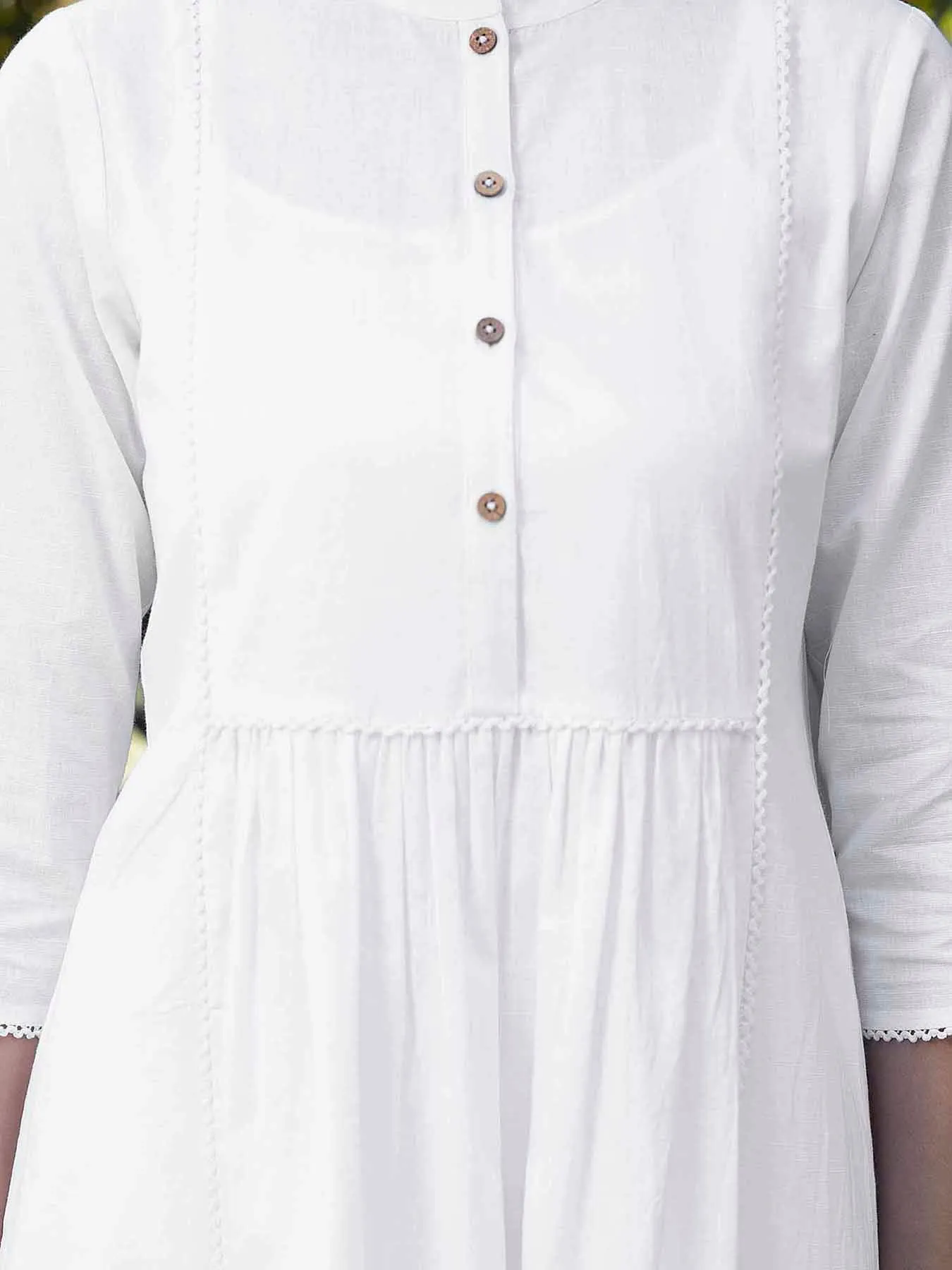 Cotton Flared Kurta Set - White