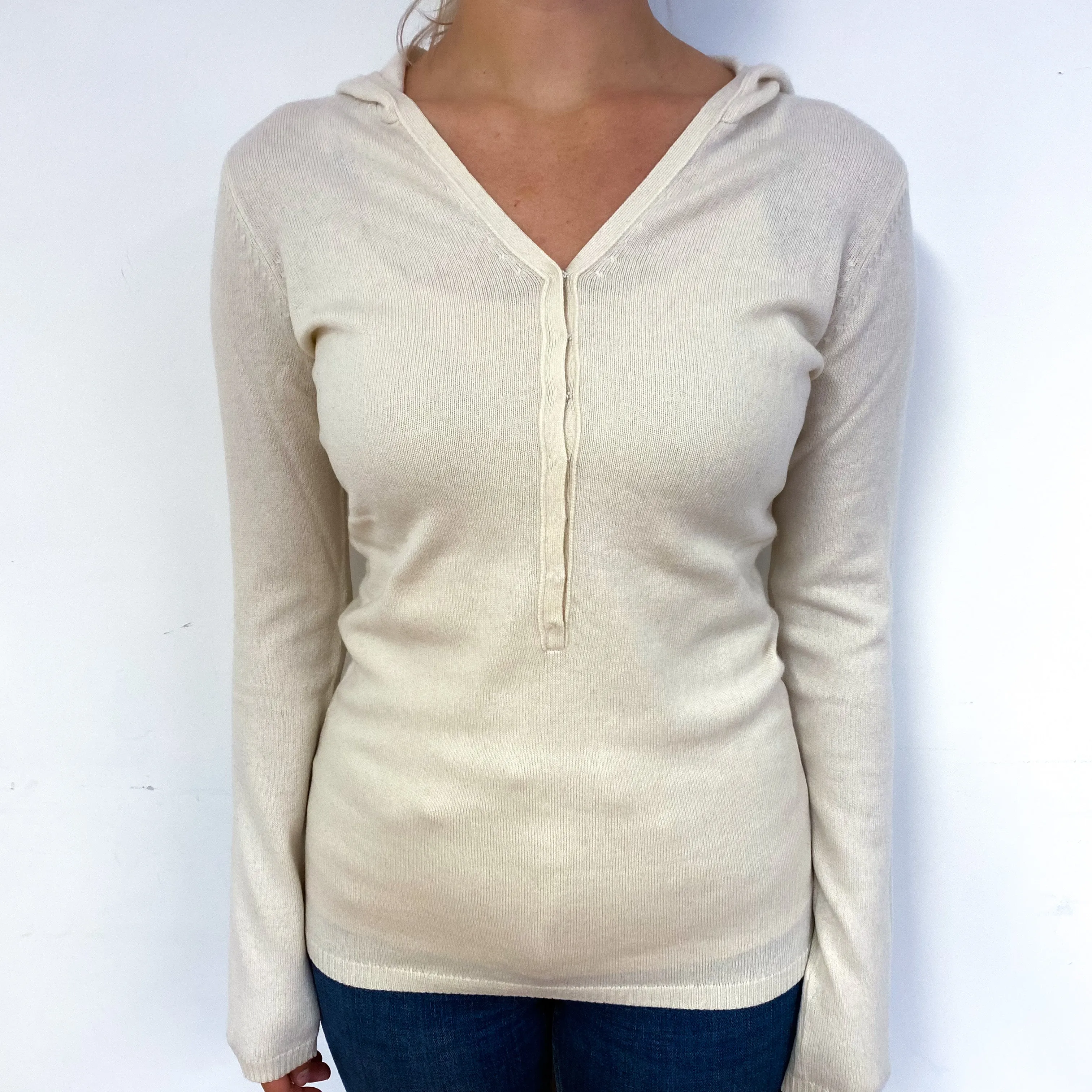 Cream Cashmere Hoodie Jumper Small