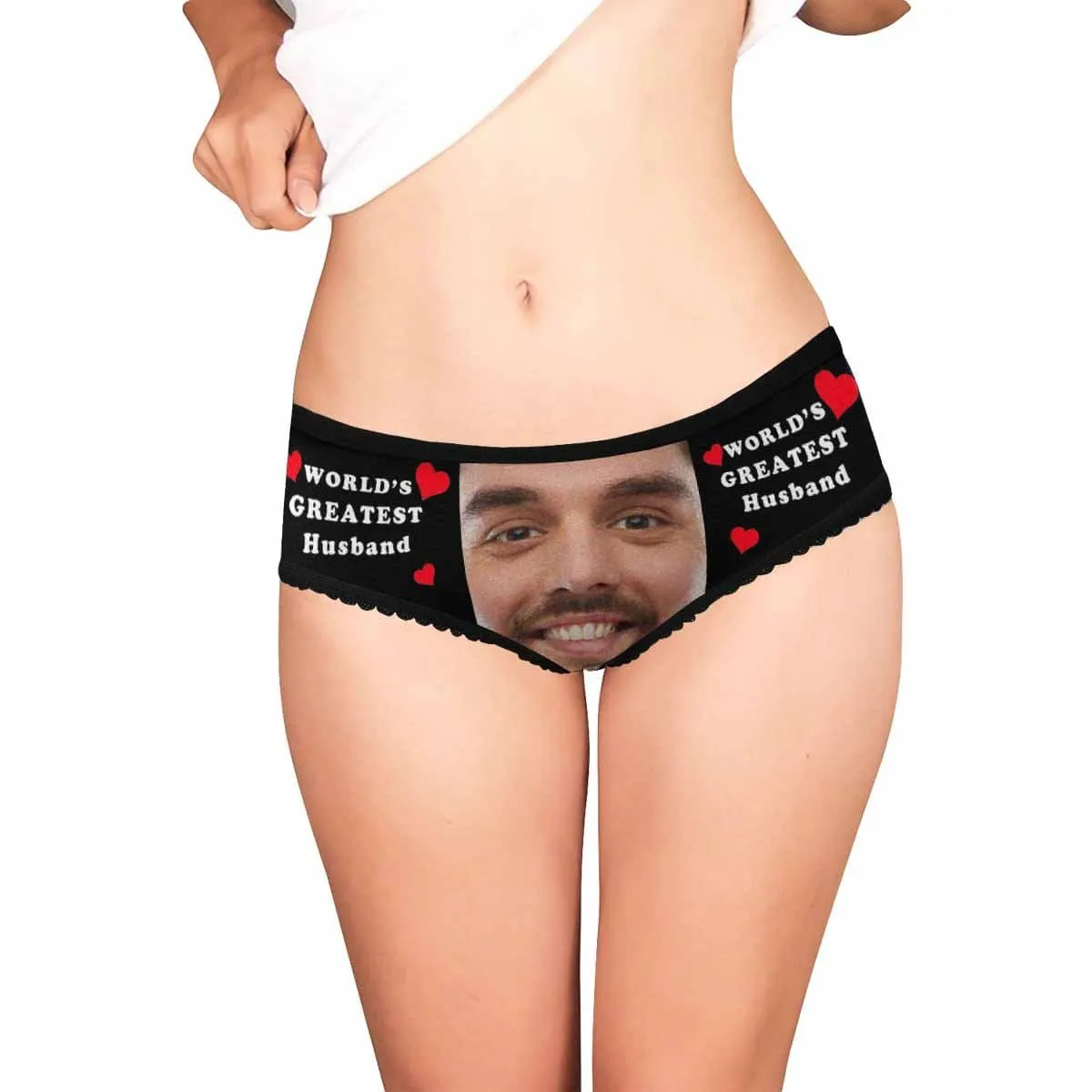 Custom Face Underwear Personalized Greatest Husband Women's High-cut Briefs Valentine's Gift for Girlfriend or Wife