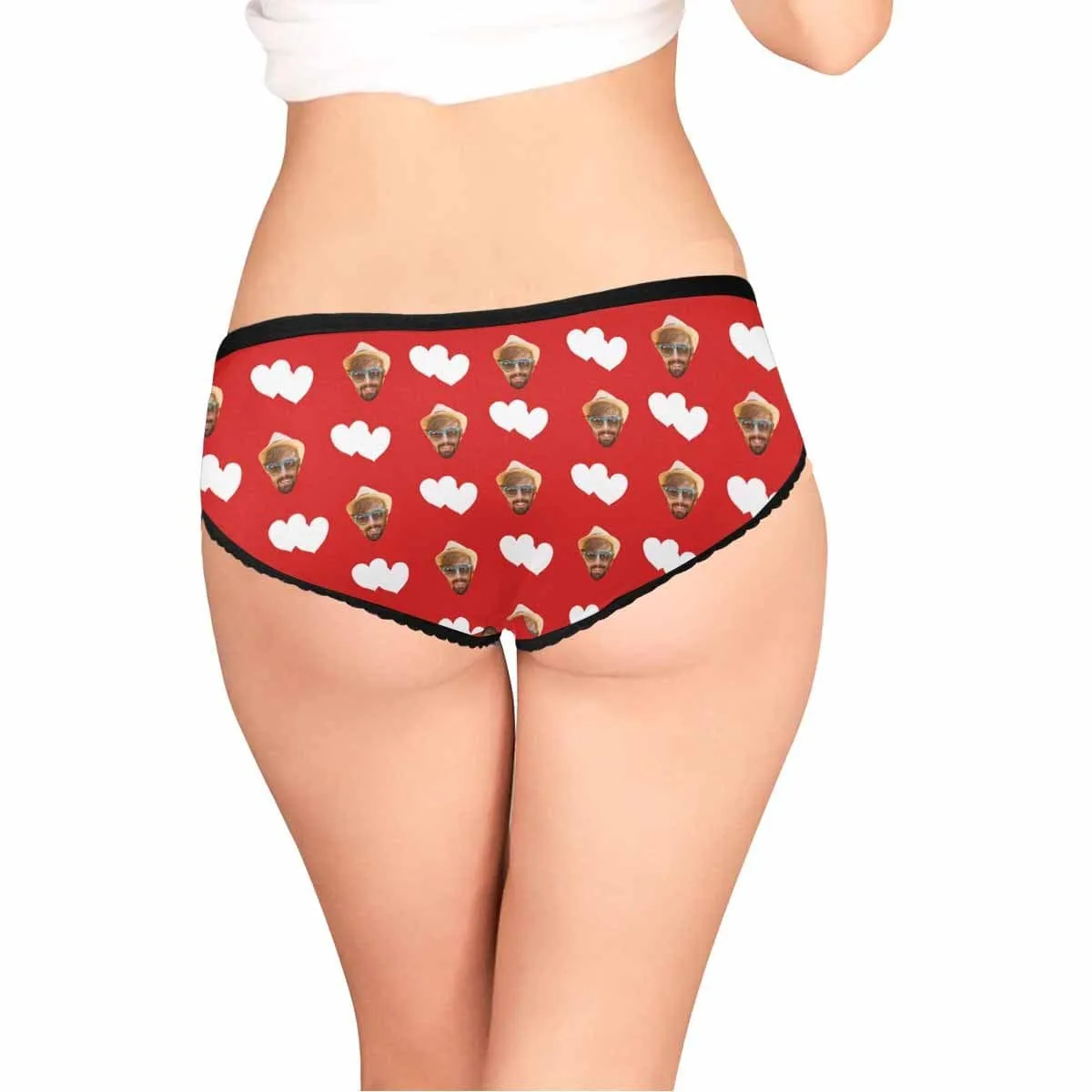 Custom Face Underwear Personalized Love Heart Women's High-cut Briefs Valentine's Gift for Girlfriend or Wife