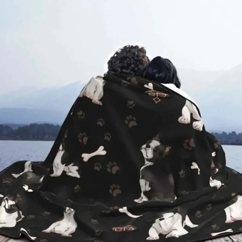 Cute Boston Terrier Velvet Blanket