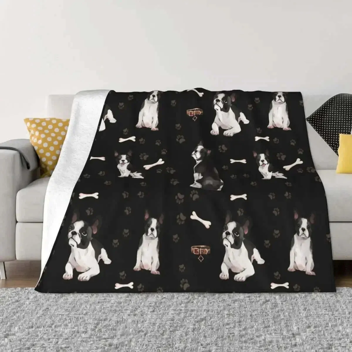Cute Boston Terrier Velvet Blanket