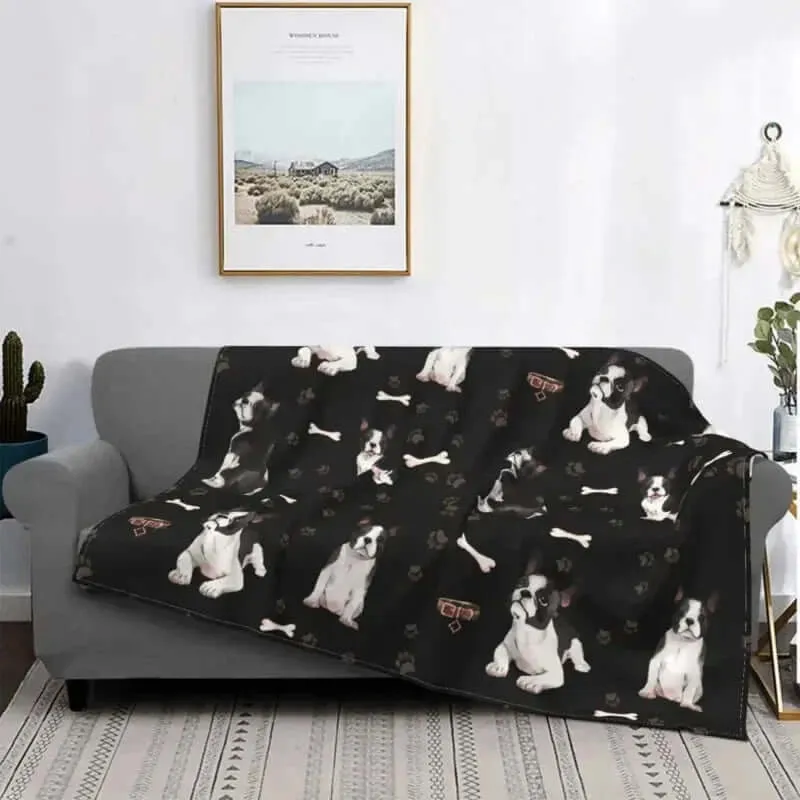 Cute Boston Terrier Velvet Blanket