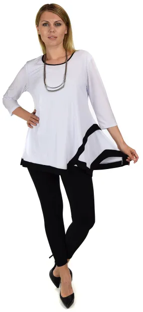 Dare2bstylish Tunic, Women Two Tone Hem Tunic,  Swing Tunic  3/4 Sleeve Tunic Shirt Top | Reg & Plus Sizes