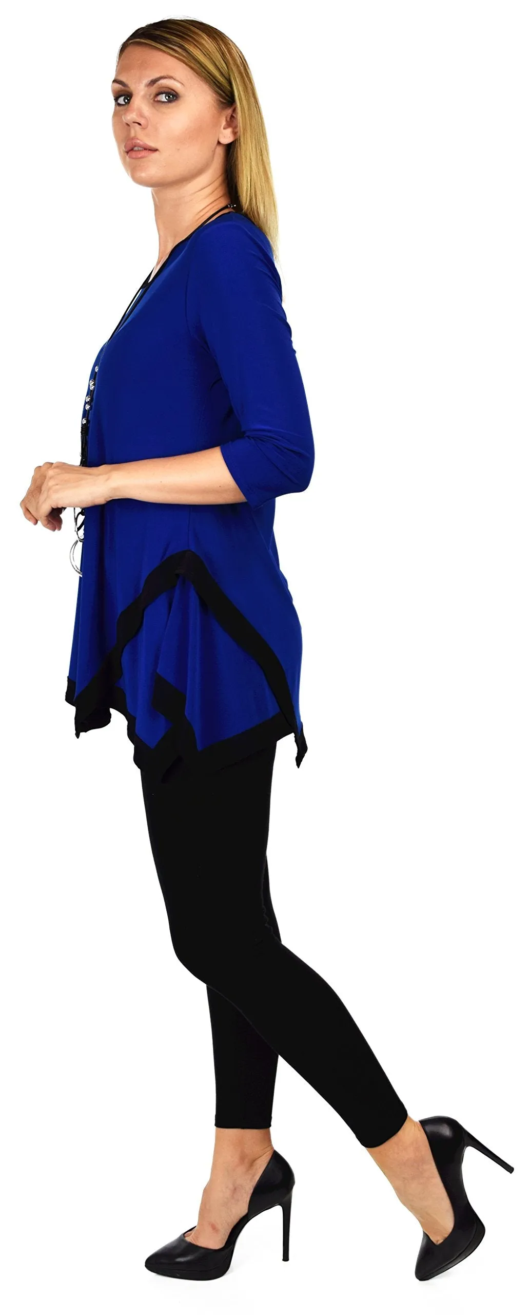 Dare2bstylish Tunic, Women Two Tone Hem Tunic,  Swing Tunic  3/4 Sleeve Tunic Shirt Top | Reg & Plus Sizes