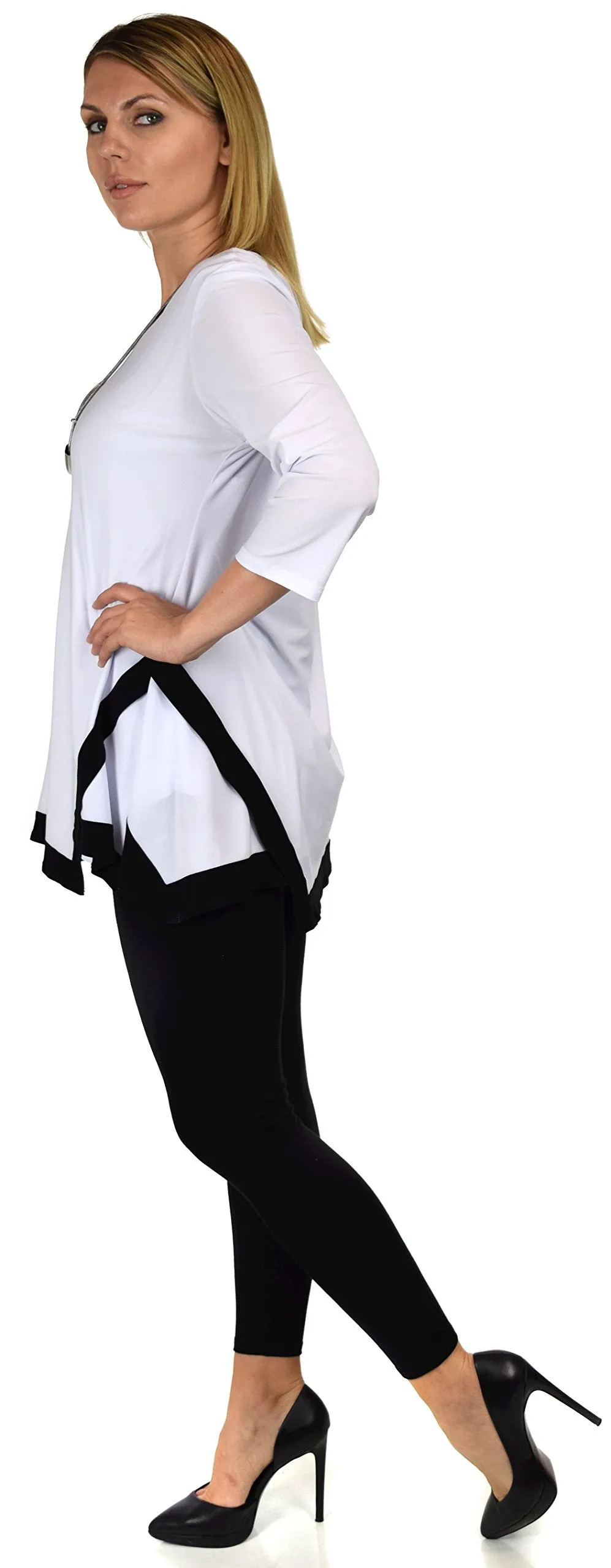 Dare2bstylish Tunic, Women Two Tone Hem Tunic,  Swing Tunic  3/4 Sleeve Tunic Shirt Top | Reg & Plus Sizes