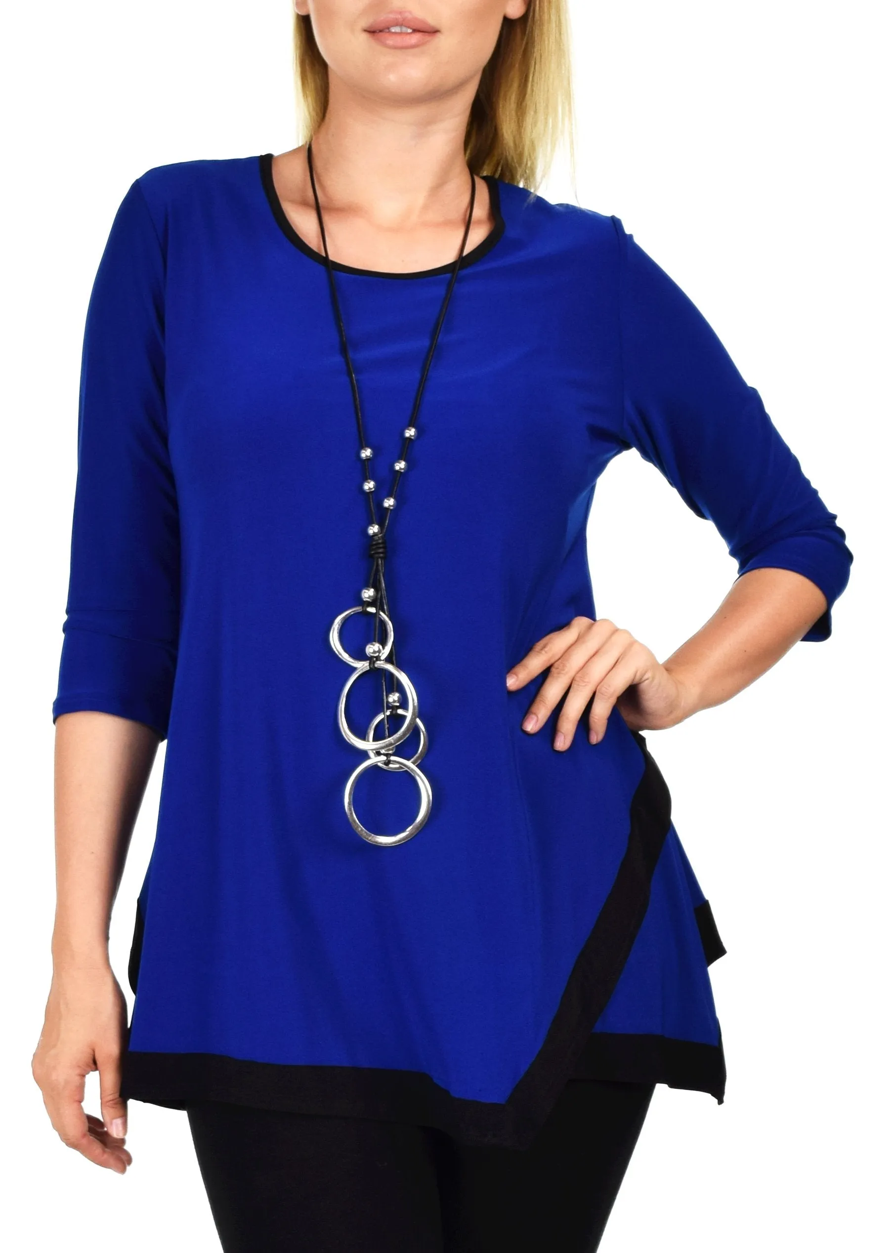 Dare2bstylish Tunic, Women Two Tone Hem Tunic,  Swing Tunic  3/4 Sleeve Tunic Shirt Top | Reg & Plus Sizes